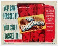 w199 UNSUSPECTED movie title lobby card '47 Joan Caulfield, Claude Rains