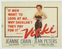 w201 VICKI movie title lobby card '53 really BAD Jeanne Crain, Jean Peters!