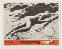 w283 WORLD WITHOUT SHAME movie lobby card '62 naked sunbather!