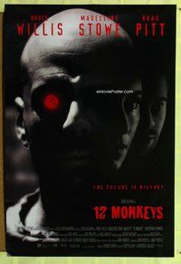 y004 12 MONKEYS DS one-sheet movie poster '95 Bruce Willis, Pitt, Gilliam