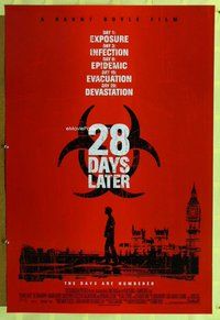 y005 28 DAYS LATER int'l DS one-sheet movie poster '03 Danny Boyle, zombies!