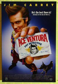 y011 ACE VENTURA one-sheet movie poster '94 Jim Carrey, pet detective!