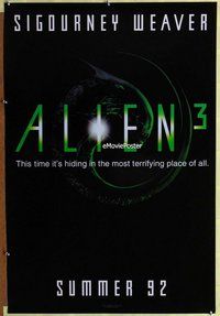 y019 ALIEN 3 teaser one-sheet movie poster '92 Sigourney Weaver, sci-fi
