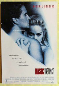 y040 BASIC INSTINCT video one-sheet movie poster '92 Michael Douglas, Stone