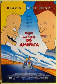 y047 BEAVIS & BUTT-HEAD DO AMERICA advance one-sheet movie poster '96 MTV animation!