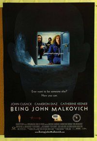 y050 BEING JOHN MALKOVICH DS one-sheet movie poster '99 John Cusack, Diaz