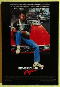 y051 BEVERLY HILLS COP one-sheet movie poster '84 Eddie Murphy on Benz!