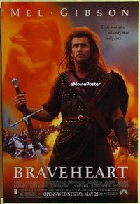 y068 BRAVEHEART advance one-sheet movie poster '95 Mel Gibson, Scotland!