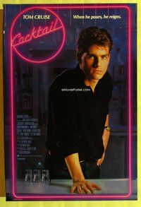 y086 COCKTAIL int'l one-sheet movie poster '88 Tom Cruise, Elisabeth Shue