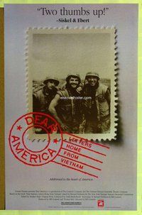 y108 DEAR AMERICA one-sheet movie poster '87 Robert De Niro, Vietnam!