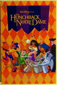y158 HUNCHBACK OF NOTRE DAME int'l DS 1sh '96 Walt Disney cartoon, cool checkerboard art!