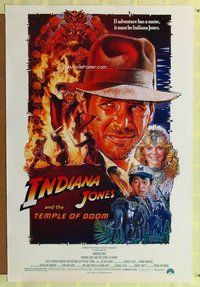 y171 INDIANA JONES & THE TEMPLE OF DOOM one-sheet movie poster '84 white