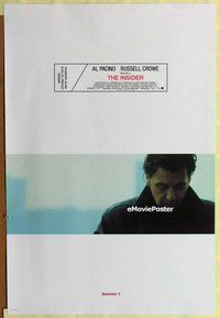 y172 INSIDER DS advance one-sheet movie poster '99 Al Pacino, Russell Crowe