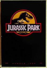 y184 JURASSIC PARK DS teaser one-sheet movie poster '93 Spielberg, dinosaurs