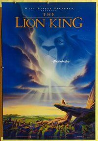 y199 LION KING one-sheet movie poster '94 Walt Disney, Mufasa!