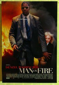 y206 MAN ON FIRE int'l one-sheet movie poster '04 Denzel, Dakota Fanning