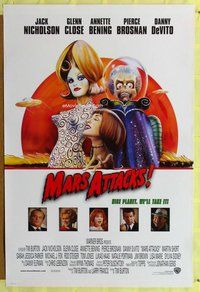 y208 MARS ATTACKS one-sheet movie poster '96 Jack Nicholson, Tim Burton