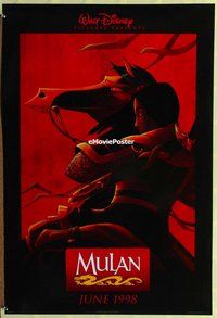 y226 MULAN DS teaser one-sheet movie poster '98 Walt Disney Asian cartoon!