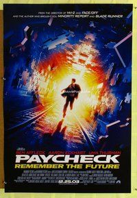 y234 PAYCHECK int'l DS advance one-sheet movie poster '03 John Woo, Affleck