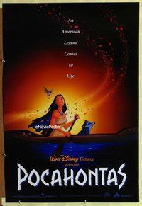 y244 POCAHONTAS DS one-sheet movie poster '95 Walt Disney, Native Americans!