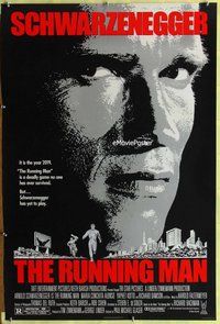 y255 RUNNING MAN one-sheet movie poster '87 Arnold Schwarzenegger