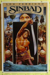 y265 SINBAD OF THE SEVEN SEAS video one-sheet movie poster '89 Lou Ferrigno