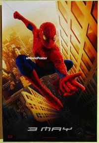 y273 SPIDER-MAN teaser one-sheet movie poster '02 web swinging!