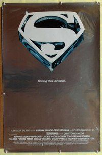 y002 SUPERMAN advance one-sheet movie poster '78 cool metallic foil!