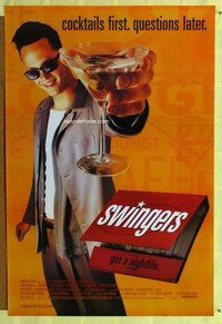 y278 SWINGERS one-sheet movie poster '96 Vince Vaughn w/martini, Doug Liman