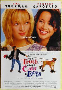 y286 TRUTH ABOUT CATS & DOGS advance one-sheet movie poster '96 Uma,Garofalo