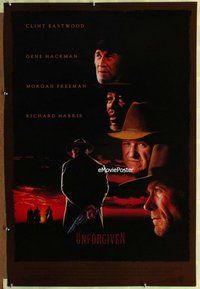 y288 UNFORGIVEN DS one-sheet movie poster '92 Eastwood, Hackman