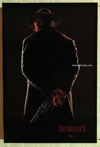 y289 UNFORGIVEN DS dated teaser one-sheet movie poster '92 Clint Eastwood
