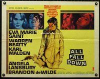 z635 ALL FALL DOWN half-sheet movie poster '62 Beatty, Eva Marie Saint