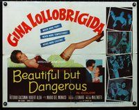 z642 BEAUTIFUL BUT DANGEROUS half-sheet movie poster '57 Lollobrigida