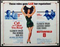 z667 CAT ON A HOT TIN ROOF/BUTTERFIELD 8 half-sheet movie poster '66 Liz!