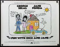 z721 FUN WITH DICK & JANE half-sheet movie poster '77 Segal, Jane Fonda