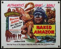 z790 NAKED AMAZON half-sheet movie poster '55 girl trapped by anaconda!