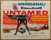 z815 UNTAMED half-sheet movie poster '55 Tyrone Power, Susan Hayward