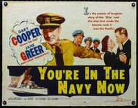 z828 YOU'RE IN THE NAVY NOW half-sheet movie poster '51 Gary Cooper, Greer