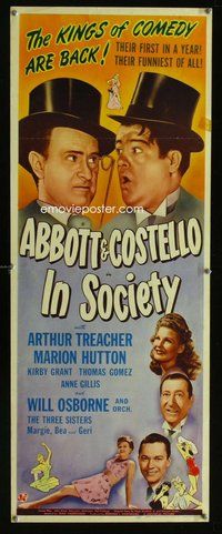 z197 IN SOCIETY insert movie poster '44 Bud Abbott & Lou Costello