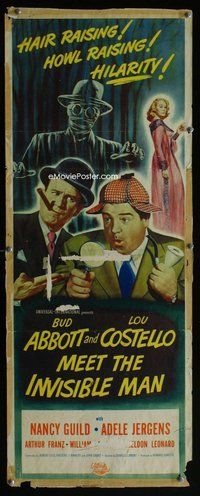 z012 ABBOTT & COSTELLO MEET THE INVISIBLE MAN insert movie poster '51