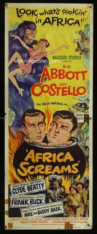 z017 AFRICA SCREAMS insert movie poster '49 Bud Abbott & Lou Costello!