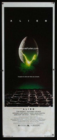 z019 ALIEN insert movie poster '79 Ridley Scott sci-fi classic!