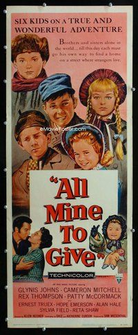 z020 ALL MINE TO GIVE insert movie poster '57 Glynis Johns, Mitchell