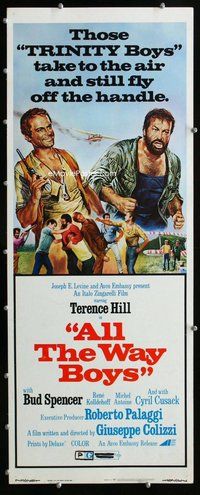 z022 ALL THE WAY BOYS insert movie poster '73 Terence Hill, Spencer