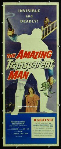 z023 AMAZING TRANSPARENT MAN insert movie poster '59 Edgar Ulmer