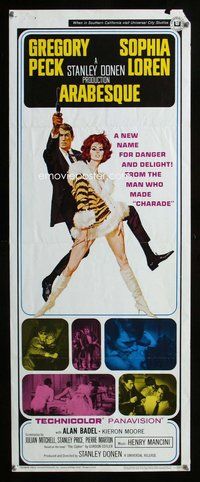 z033 ARABESQUE insert movie poster '66 Gregory Peck, Sophia Loren