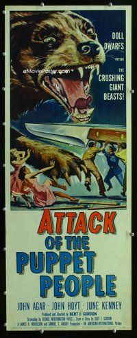 z037 ATTACK OF THE PUPPET PEOPLE insert movie poster '58 great image!