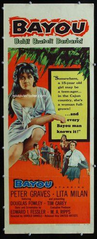 z044 BAYOU insert movie poster '57 Louisiana Cajun sex, Peter Graves