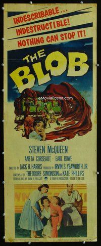 z055 BLOB insert movie poster '58 early Steve McQueen sci-fi!